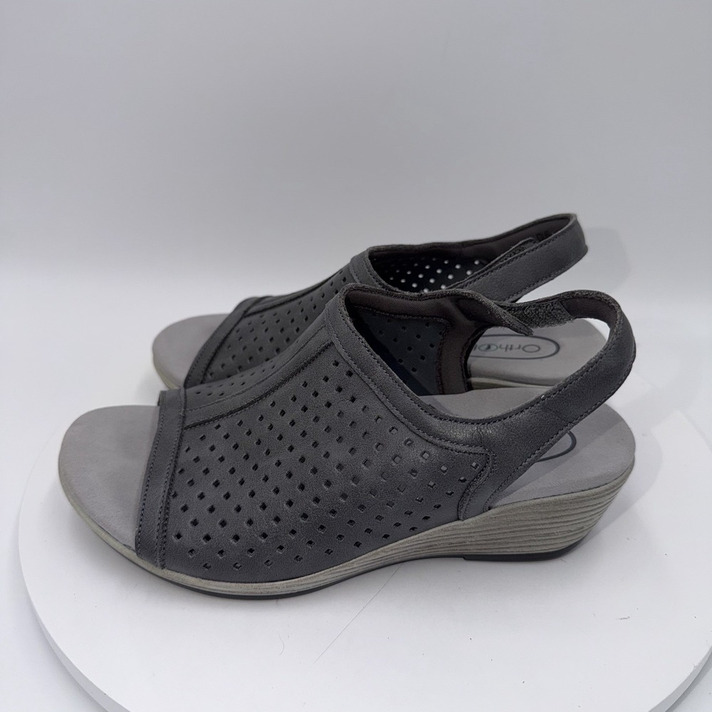 Orthofeet Hazel Womens Wedge Sandals Pewter Metallic Gray 62021 Size 6 Comfort